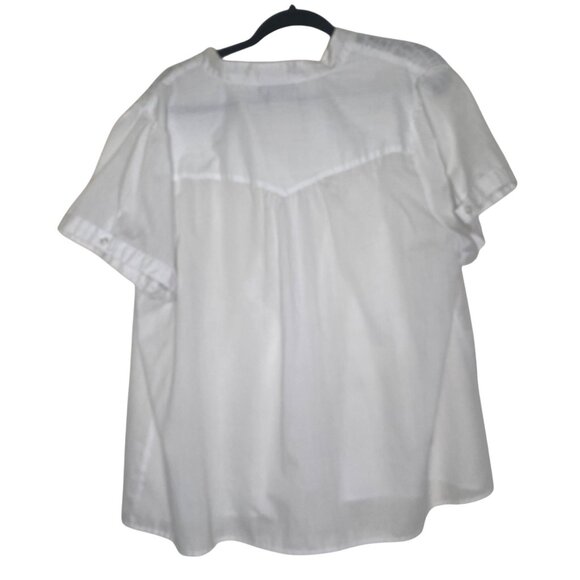 Lane Bryant Blouse Top Womens 18/20 White Button-Down Short Sleeve Simi Sheer Li - Picture 3 of 7